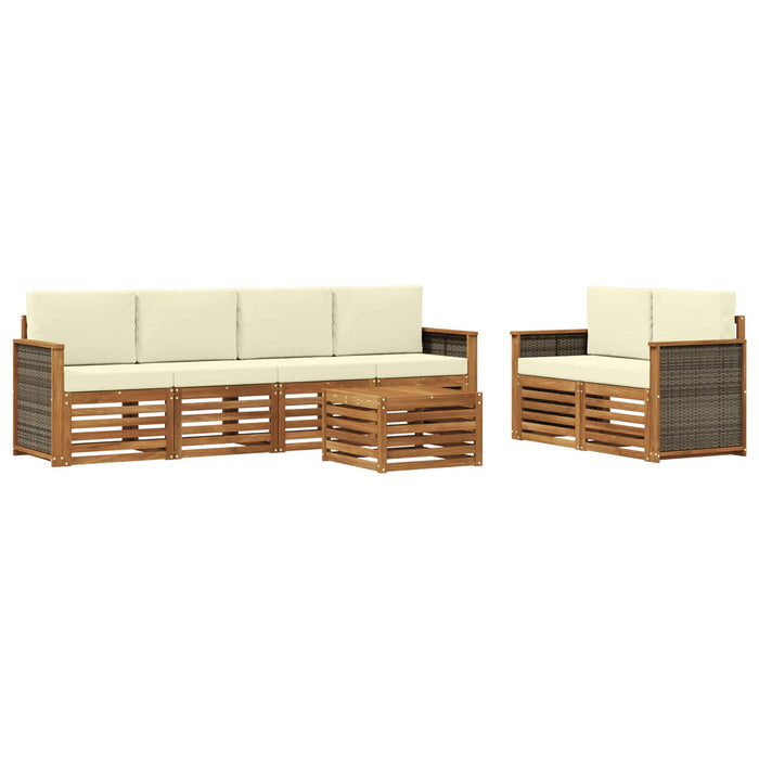 Set de canapele de exterior cu pernă 7 pcs Natural și Crem WALTI