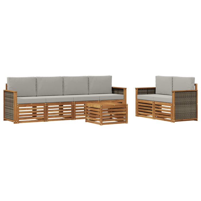 Set de canapele de exterior 7 pcs Natural și gri deschis WALTI