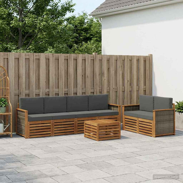 Set de canapele de exterior cu pernă 7 pcs Natural și Antracit WALTI