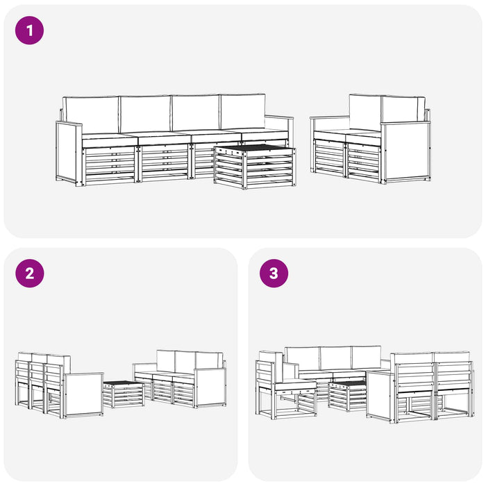 Set de canapele de exterior cu pernă 7 pcs Natural și Antracit WALTI