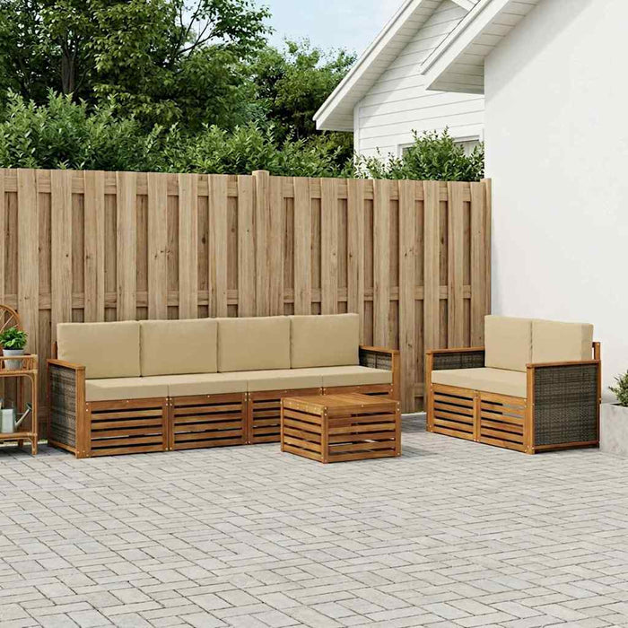 Set de canapele de exterior cu pernă 7 pcs Natural și Bej WALTI