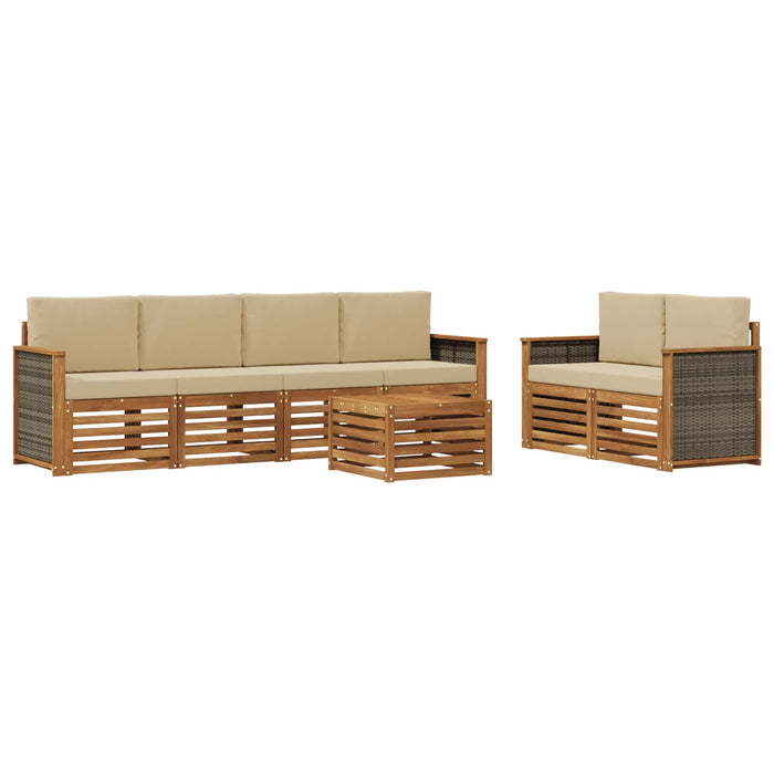 Set de canapele de exterior cu pernă 7 pcs Natural și Bej WALTI