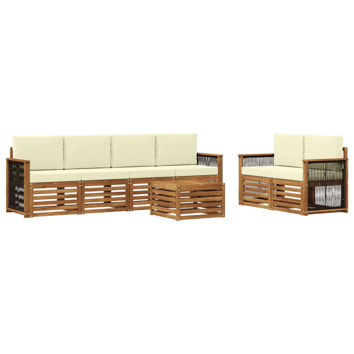 Set de canapele de exterior cu pernă 7 pcs Natural și Crem WALTI