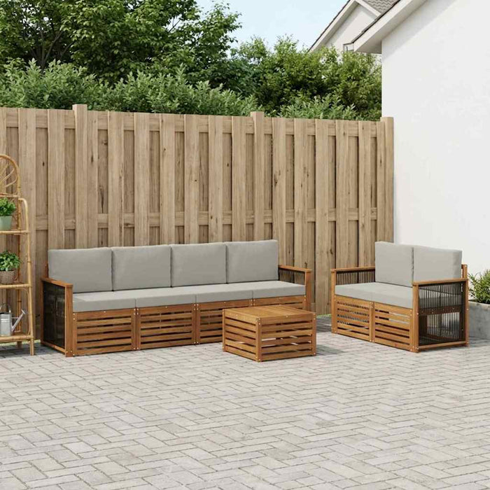 Set de canapele de exterior 7 pcs Natural și gri deschis WALTI