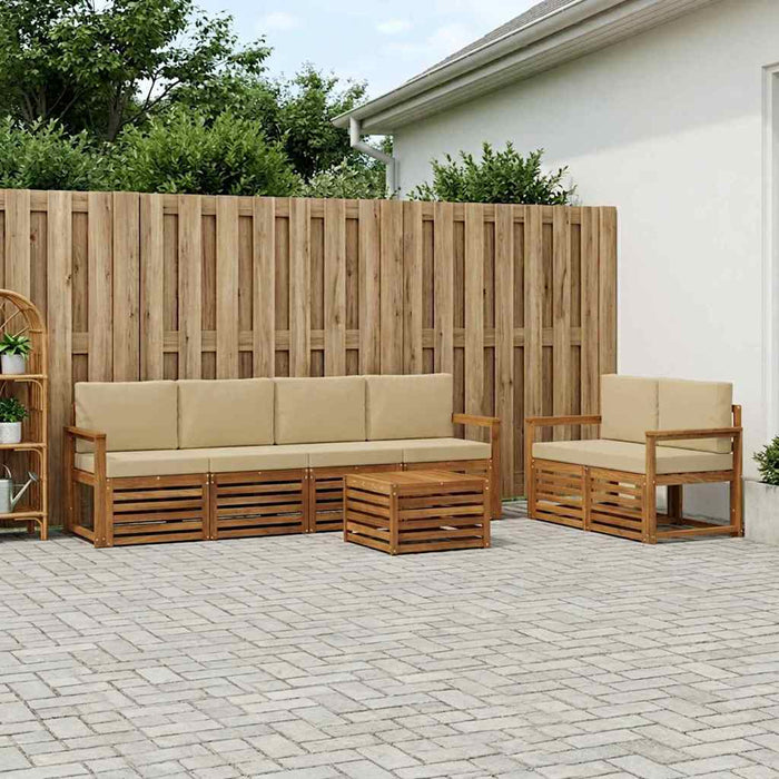 Set de canapele de exterior cu pernă 7 pcs Natural și Bej WALTI