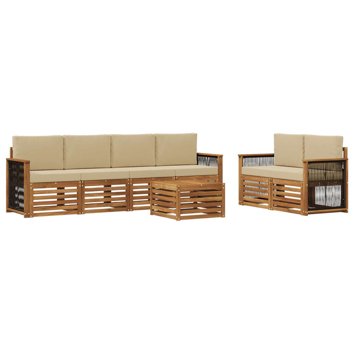 Set de canapele de exterior cu pernă 7 pcs Natural și Bej WALTI