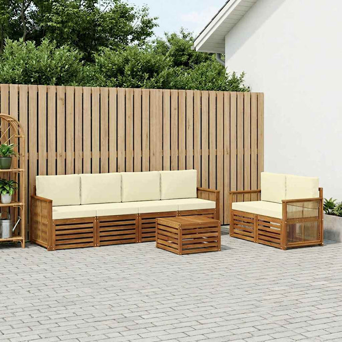 Set de canapele de exterior cu pernă 7 pcs Natural și Crem WALTI
