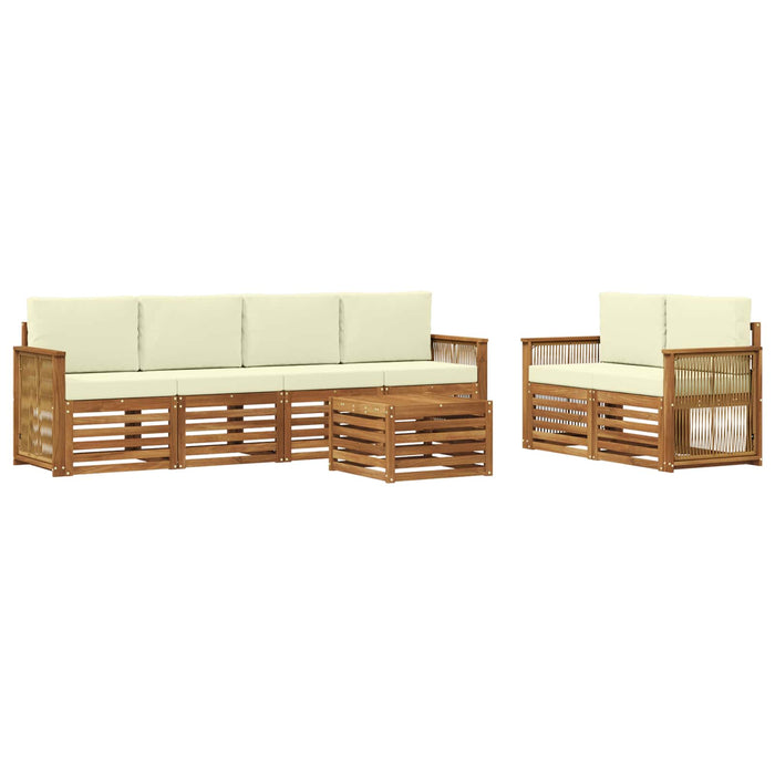 Set de canapele de exterior cu pernă 7 pcs Natural și Crem WALTI