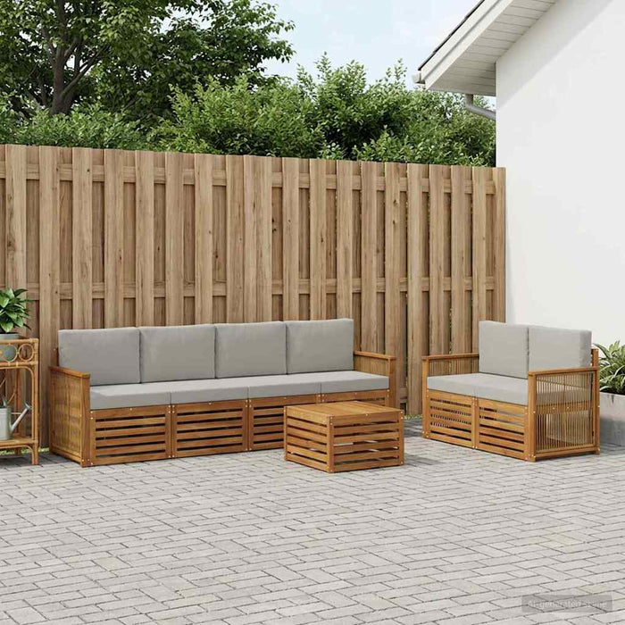 Set de canapele de exterior 7 pcs Natural și gri deschis WALTI