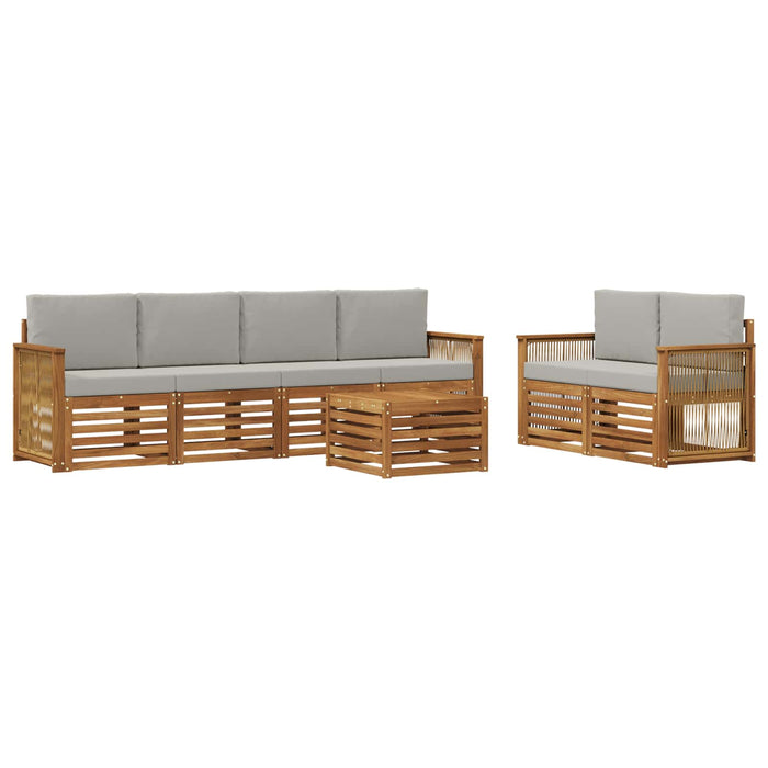 Set de canapele de exterior 7 pcs Natural și gri deschis WALTI