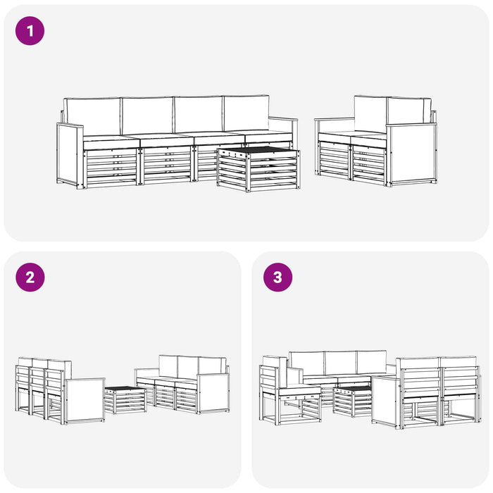 Set de canapele de exterior cu pernă 7 pcs Natural și Antracit WALTI
