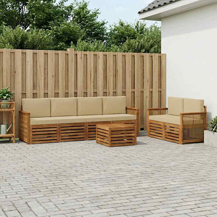 Set de canapele de exterior cu pernă 7 pcs Natural și Bej WALTI