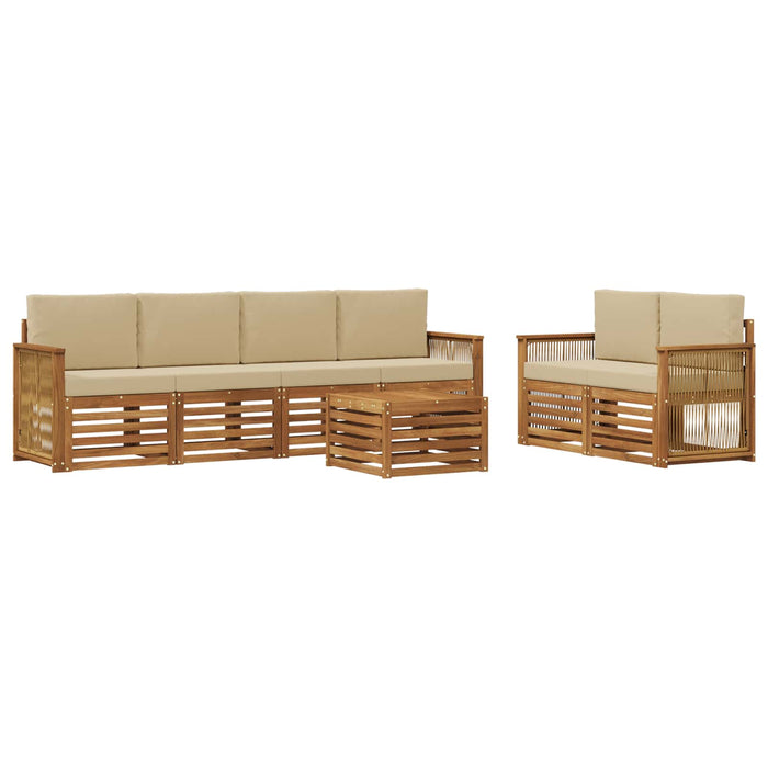 Set de canapele de exterior cu pernă 7 pcs Natural și Bej WALTI