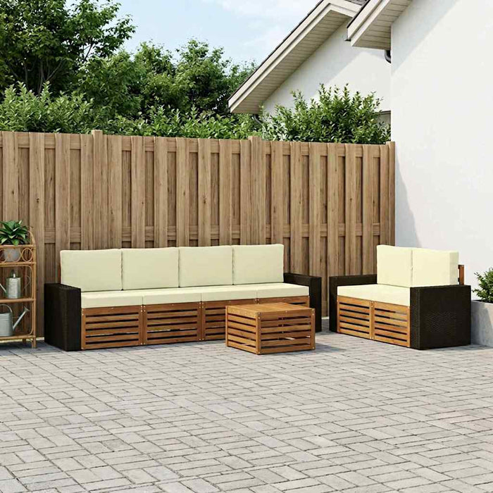 Set de canapele de exterior cu pernă 7 pcs Natural și Crem WALTI