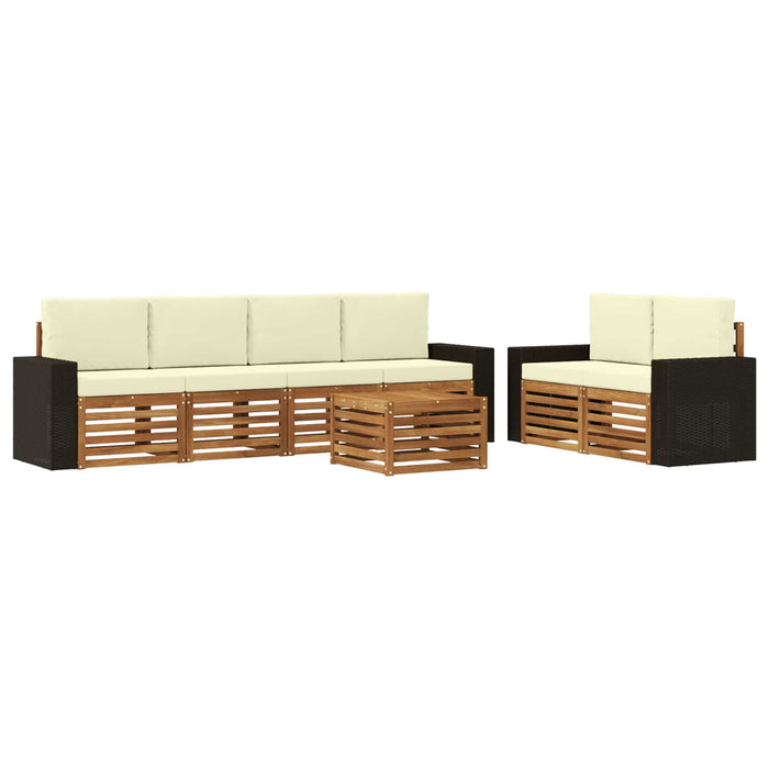 Set de canapele de exterior cu pernă 7 pcs Natural și Crem WALTI