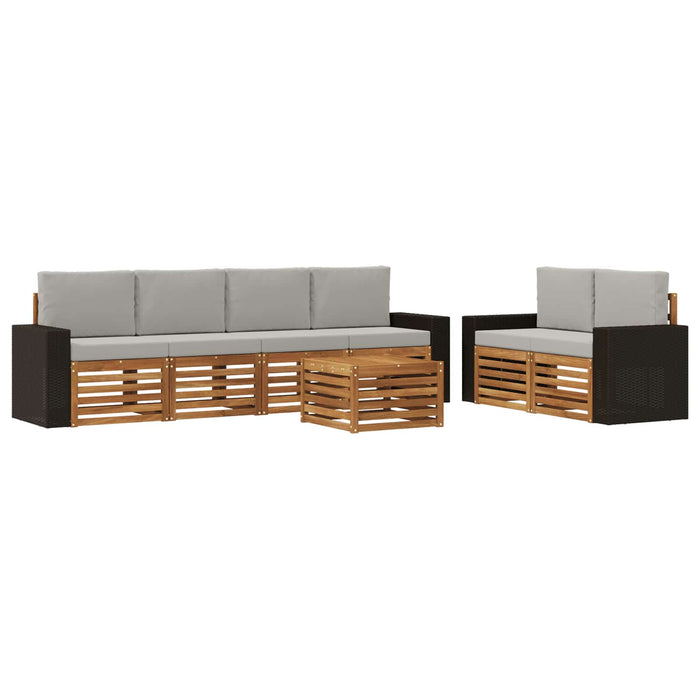 Set de canapele de exterior 7 pcs Natural și gri deschis WALTI