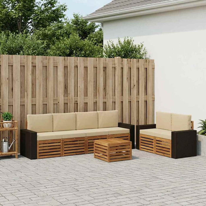 Set de canapele de exterior cu pernă 7 pcs Natural și Bej WALTI