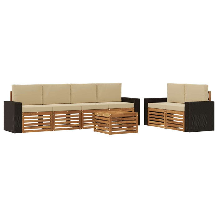 Set de canapele de exterior cu pernă 7 pcs Natural și Bej WALTI