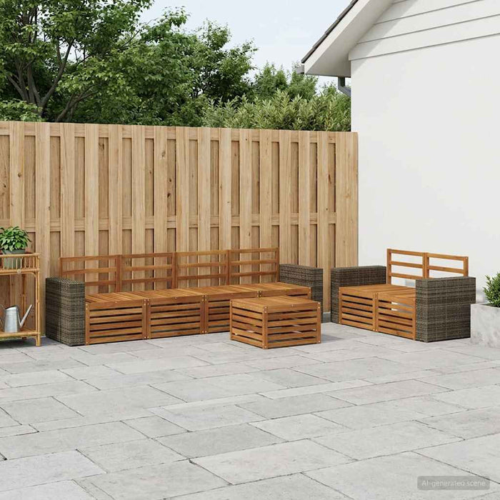 Set de canapele de exterior 7 pcs natural Lemn Solid de Acacia WALTI