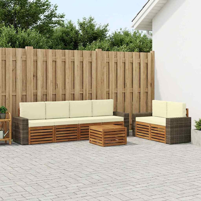 Set de canapele de exterior cu pernă 7 pcs Natural și Crem WALTI