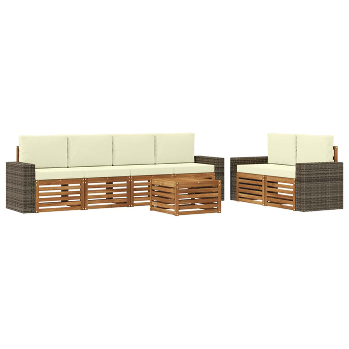 Set de canapele de exterior cu pernă 7 pcs Natural și Crem WALTI