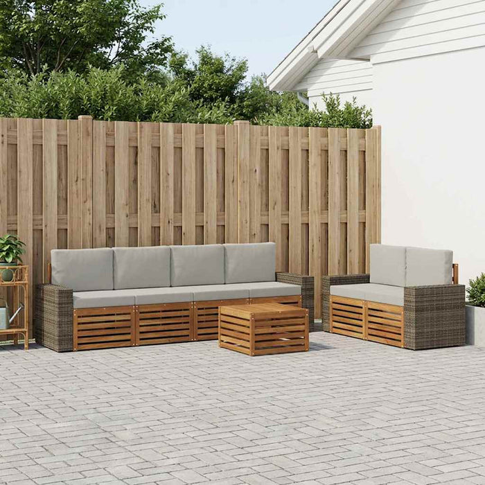 Set de canapele de exterior 7 pcs Natural și gri deschis WALTI