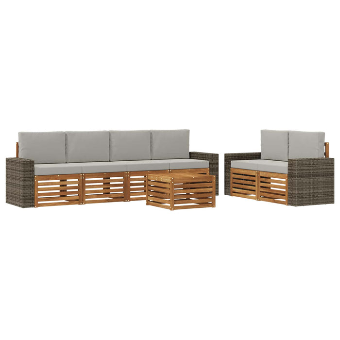 Set de canapele de exterior 7 pcs Natural și gri deschis WALTI