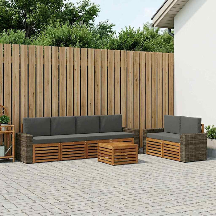 Set de canapele de exterior cu pernă 7 pcs Natural și Antracit WALTI