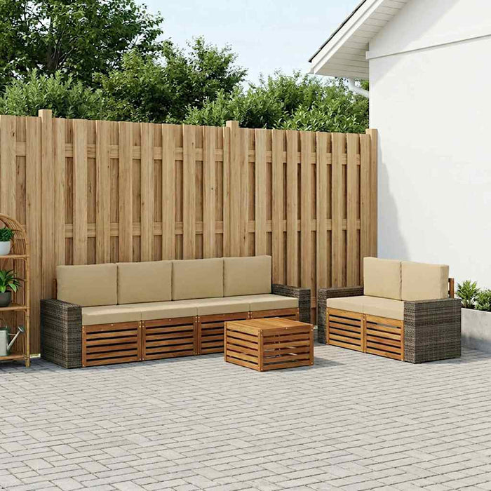 Set de canapele de exterior cu pernă 7 pcs Natural și Bej WALTI