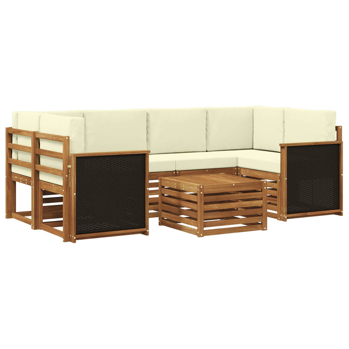 Set de canapele de exterior cu pernă 7 pcs Natural și Crem WALTI