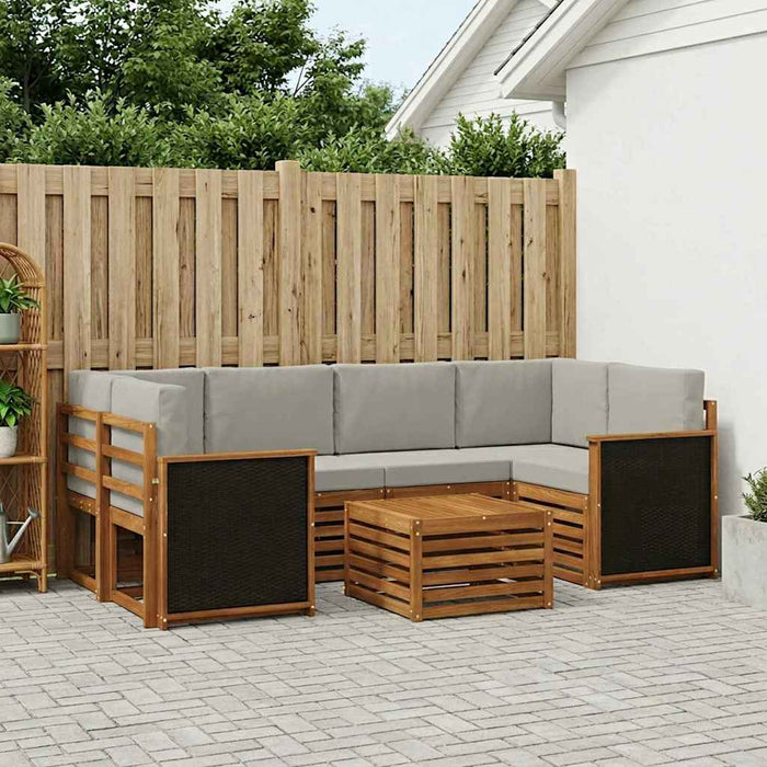 Set de canapele de exterior 7 pcs Natural și gri deschis WALTI