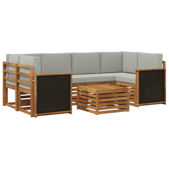 Set de canapele de exterior 7 pcs Natural și gri deschis WALTI