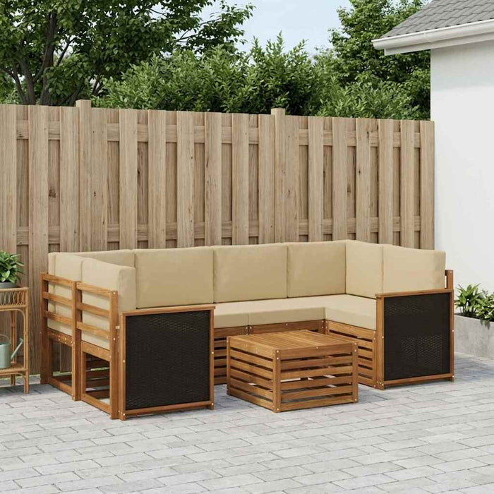 Set de canapele de exterior cu pernă 7 pcs Natural și Bej WALTI