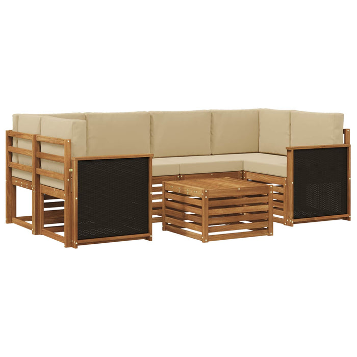 Set de canapele de exterior cu pernă 7 pcs Natural și Bej WALTI