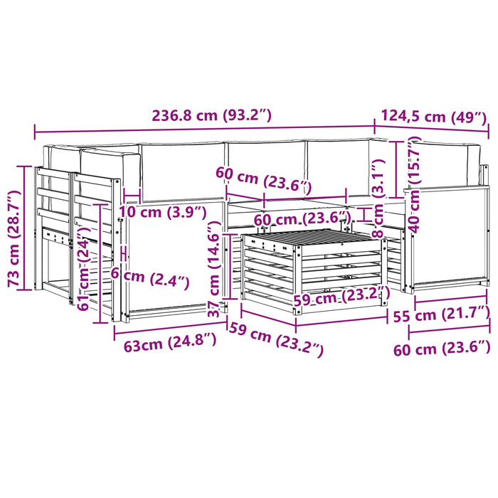 Set de canapele de exterior cu pernă 7 pcs Natural și Bej WALTI