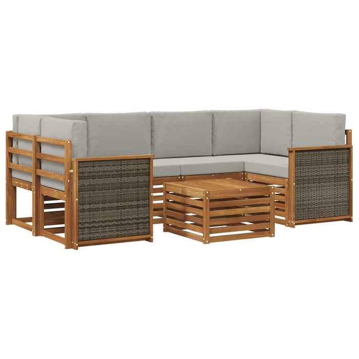 Set de canapele de exterior 7 pcs Natural și gri deschis WALTI