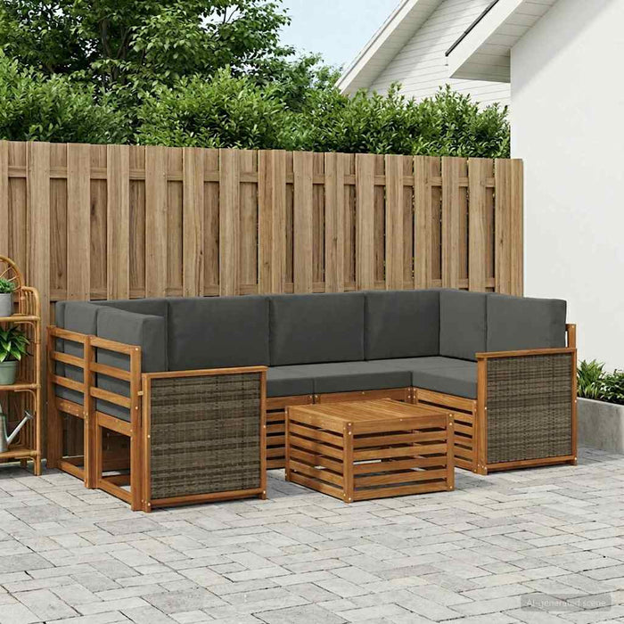 Set de canapele de exterior cu pernă 7 pcs Natural și Antracit WALTI