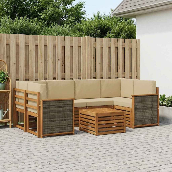 Set de canapele de exterior cu pernă 7 pcs Natural și Bej WALTI
