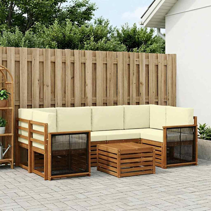 Set de canapele de exterior cu pernă 7 pcs Natural și Crem WALTI