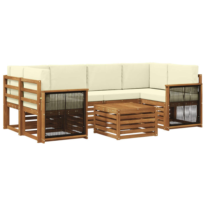 Set de canapele de exterior cu pernă 7 pcs Natural și Crem WALTI