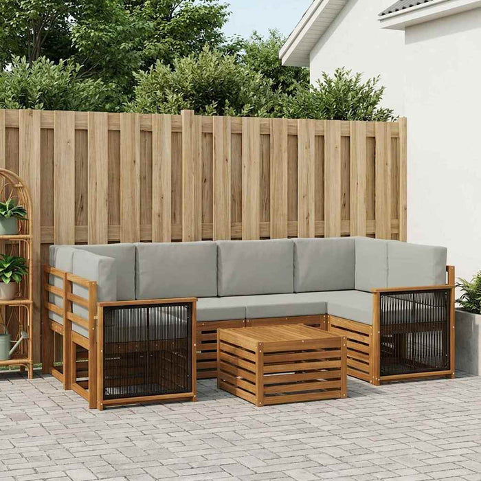 Set de canapele de exterior 7 pcs Natural și gri deschis WALTI