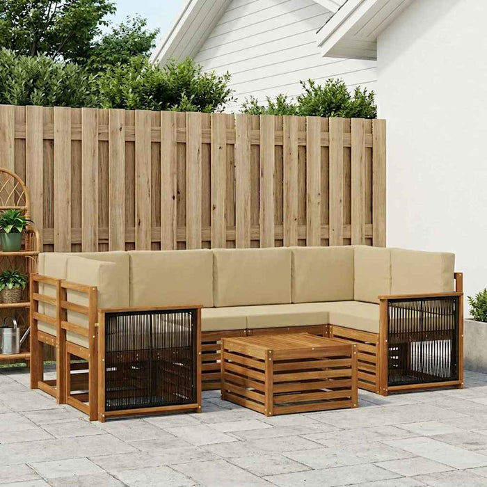 Set de canapele de exterior cu pernă 7 pcs Natural și Bej WALTI