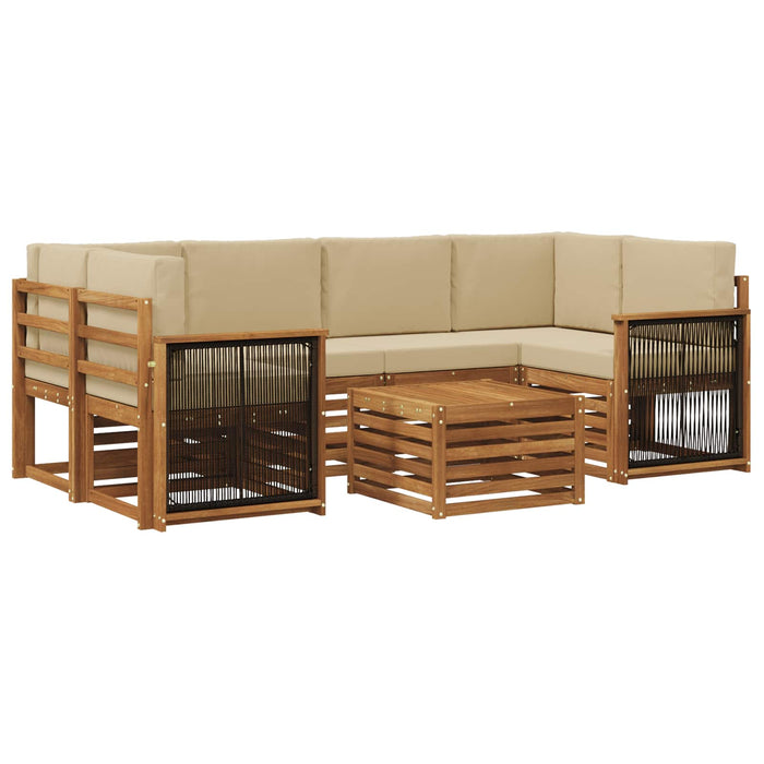 Set de canapele de exterior cu pernă 7 pcs Natural și Bej WALTI