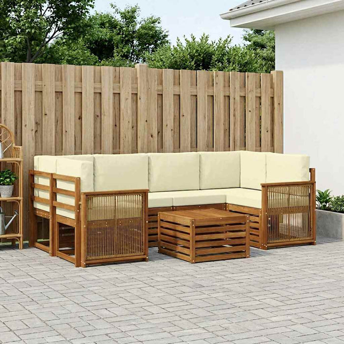 Set de canapele de exterior 7 pcs Natural și Crem WALTI