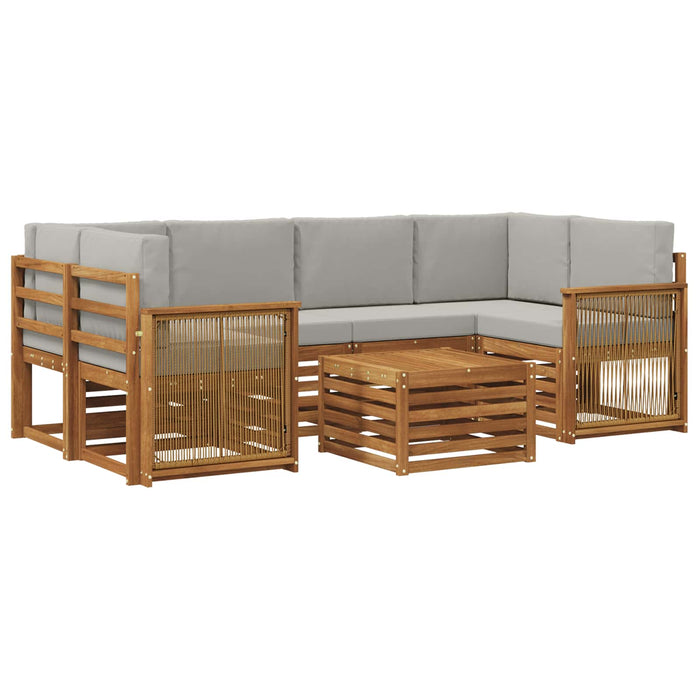 Set de canapele de exterior 7 pcs Natural și gri deschis WALTI