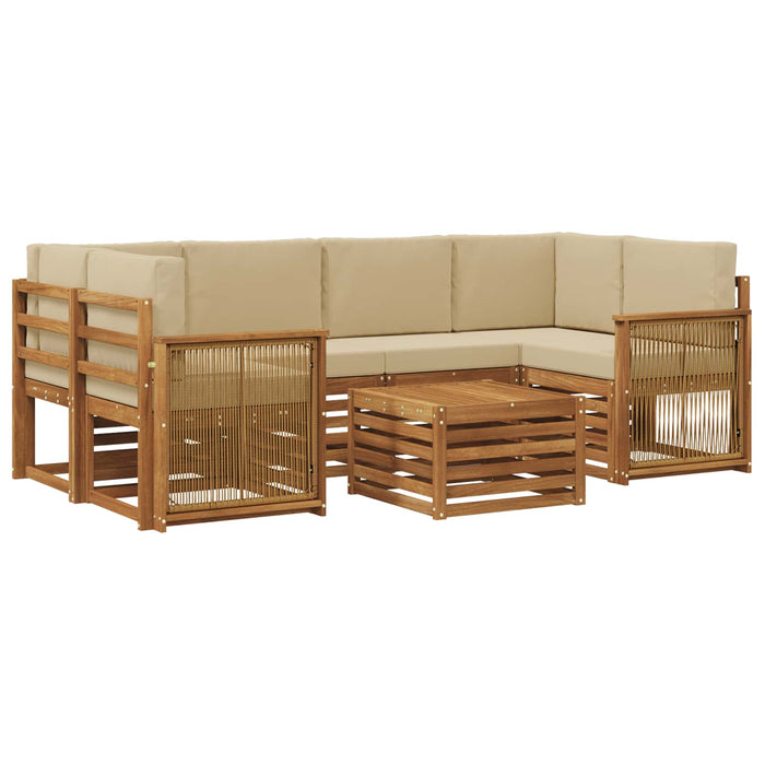 Set de canapele de exterior cu pernă 7 pcs Natural și Bej WALTI