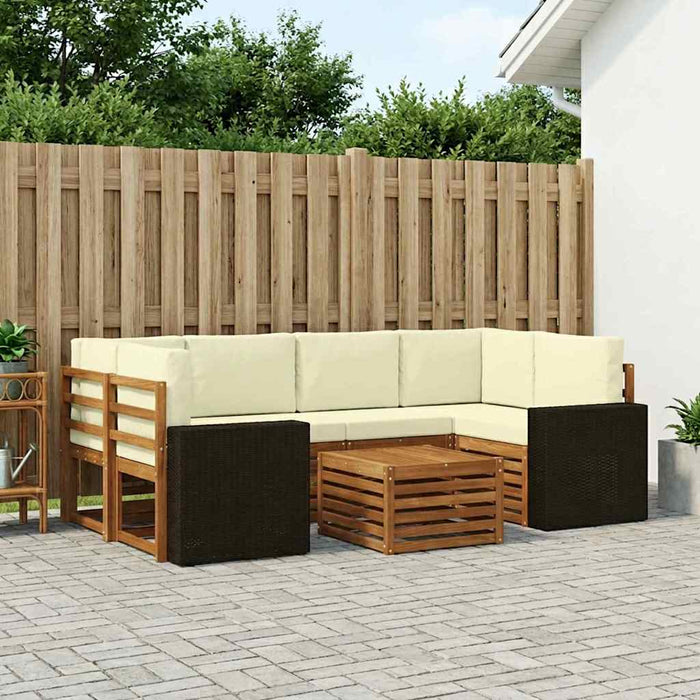 Set de canapele de exterior cu pernă 7 pcs Natural și Crem WALTI
