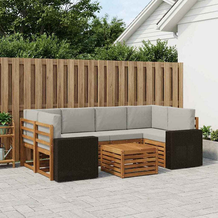 Set de canapele de exterior 7 pcs Natural și gri deschis WALTI