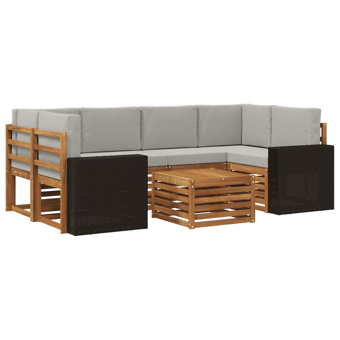 Set de canapele de exterior 7 pcs Natural și gri deschis WALTI