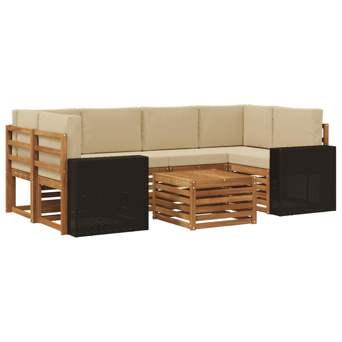 Set de canapele de exterior cu pernă 7 pcs Natural și Bej WALTI